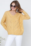 V-Neck Long Sleeve Crochet Sweater