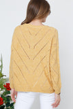 V-Neck Long Sleeve Crochet Sweater