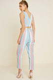 Tie-Front Stripe Trouser Jumpsuit