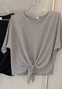 Knit Viscose Tie Front Tee